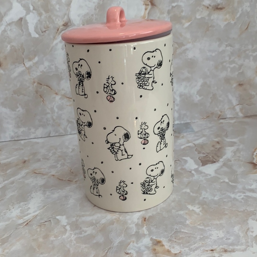 Peanuts: Easter theme canister Snoopy and Woodstock